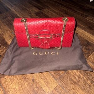 Authentic Gucci Red Leather Emily Bag